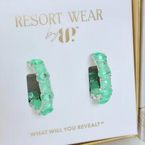Bomb Party Resort Wear Earrings "Juniper Cove Hoops" Mint Tourmaline on Silver